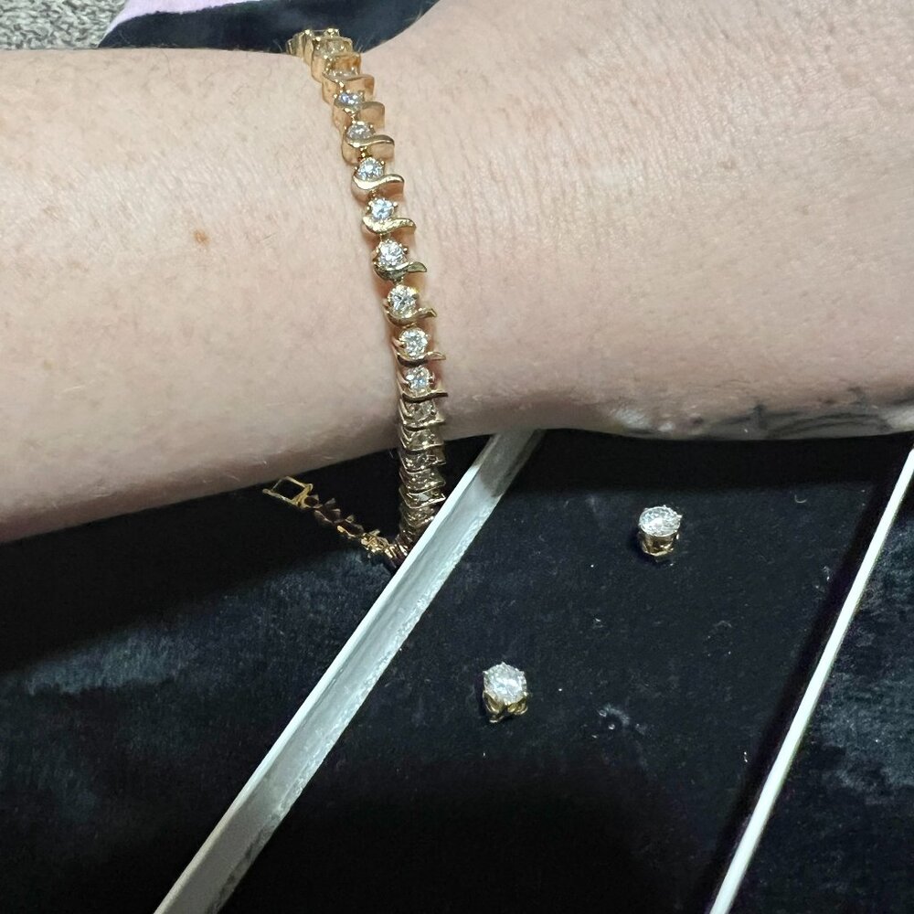 Premier Designs Faux Diamond Crystal Bracelet & Earrings Set